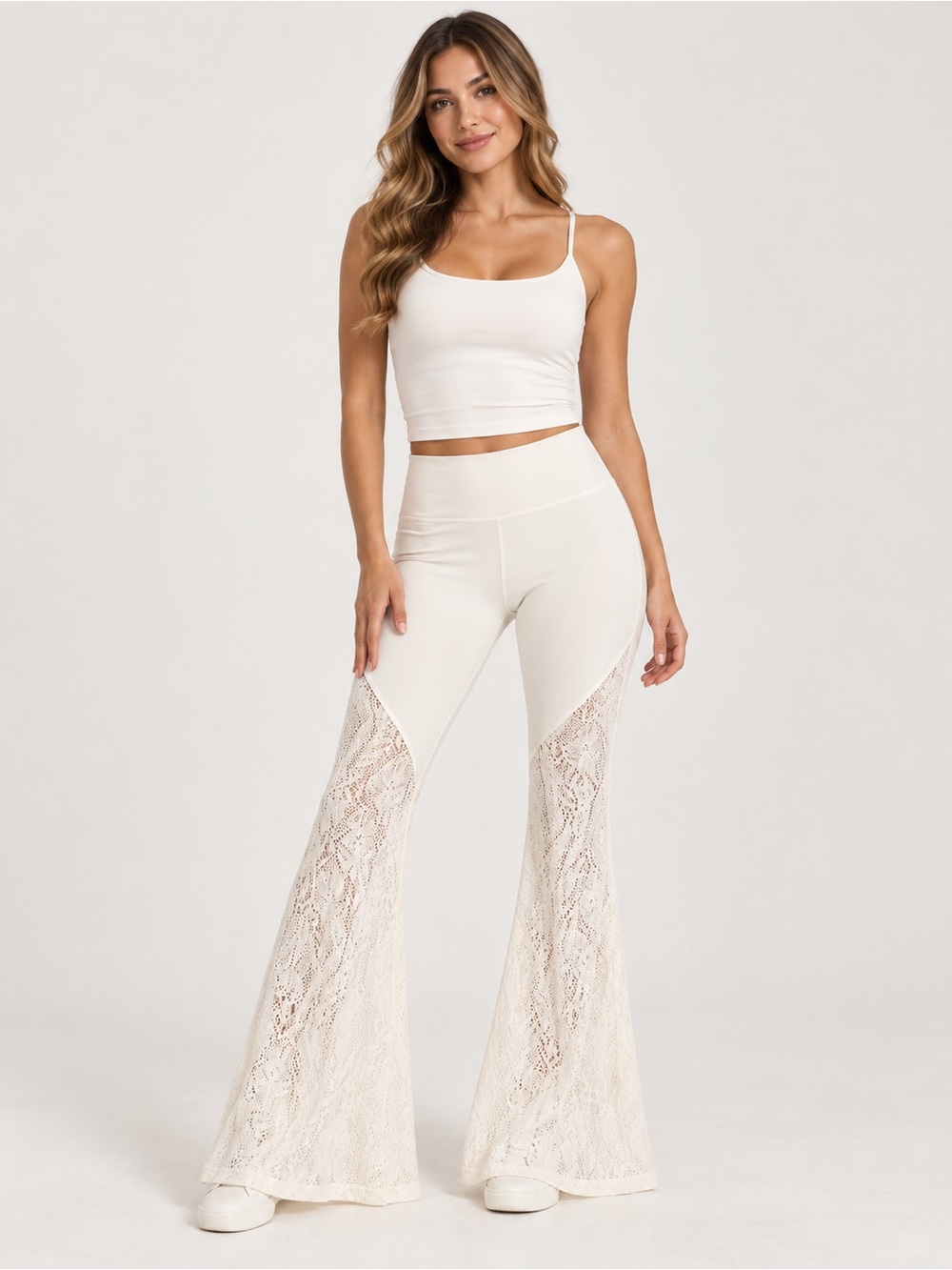 Halara UltraSculpt Ivory Lace Flare Pants XL NWT Bridal Bachelorette 🤍